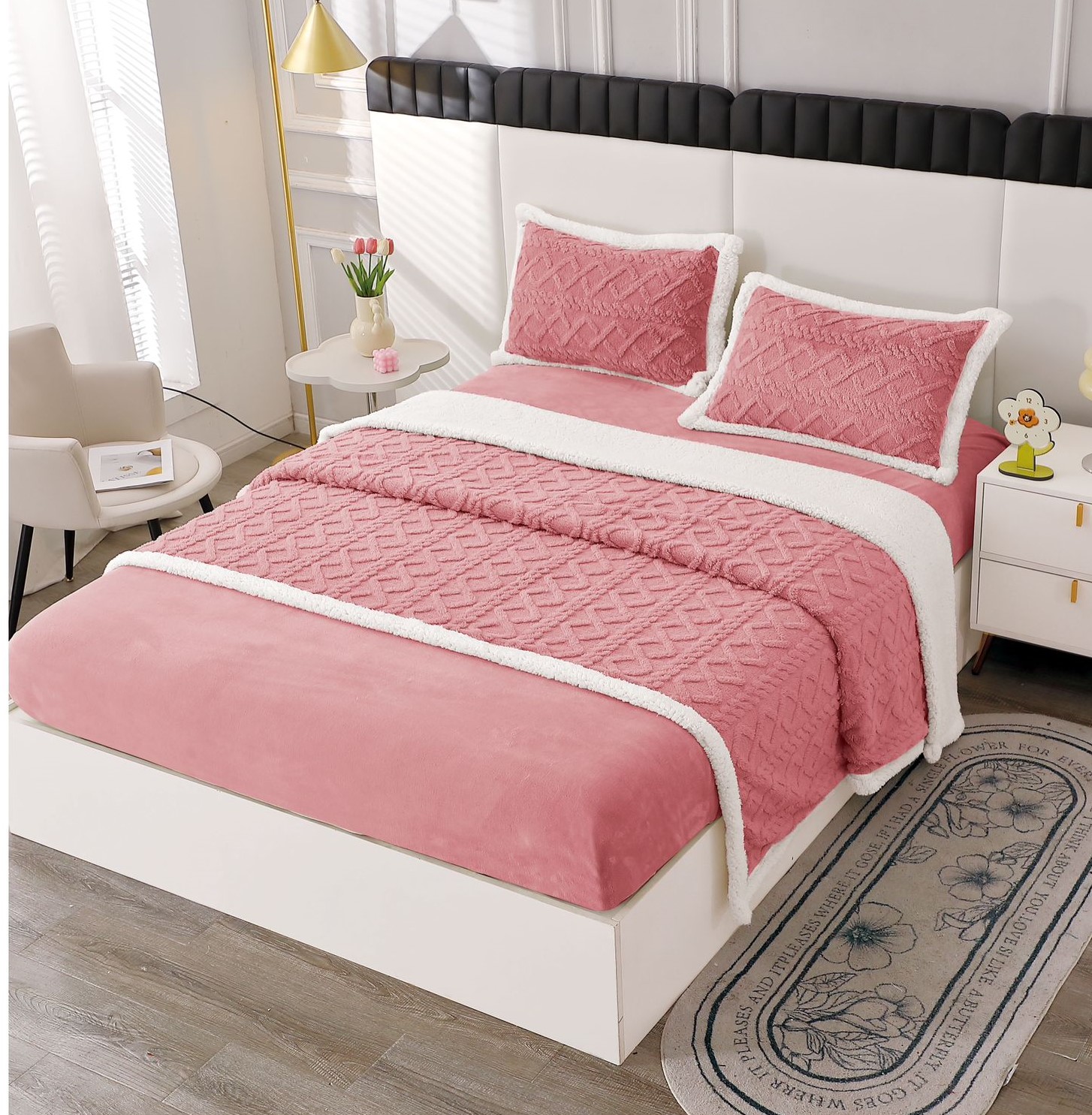 Lenjerie pat dublu, Cocolino, ROZ , 6 PIESE