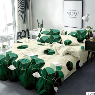 Lenjerie de pat, finet, 6 piese, Alb Verde