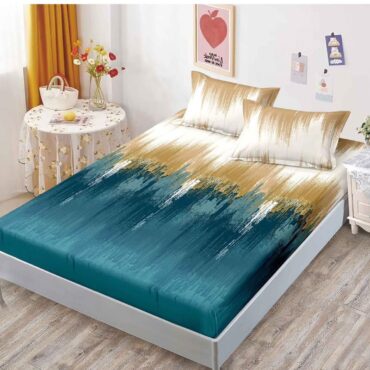 Husa de pat+2 fete de perna finet, Verde cu Auriu