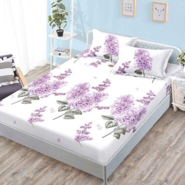 Husa de pat+2 fete de perna finet, Flori de Liliac