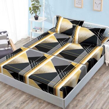 Husa de pat+2 fete de perna finet, Negru cu Auriu